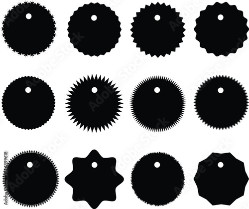 Black Circle Tags with Various Edge Designs