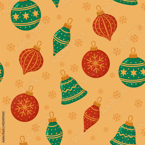 Warm Christmas Ornament Seamless Pattern