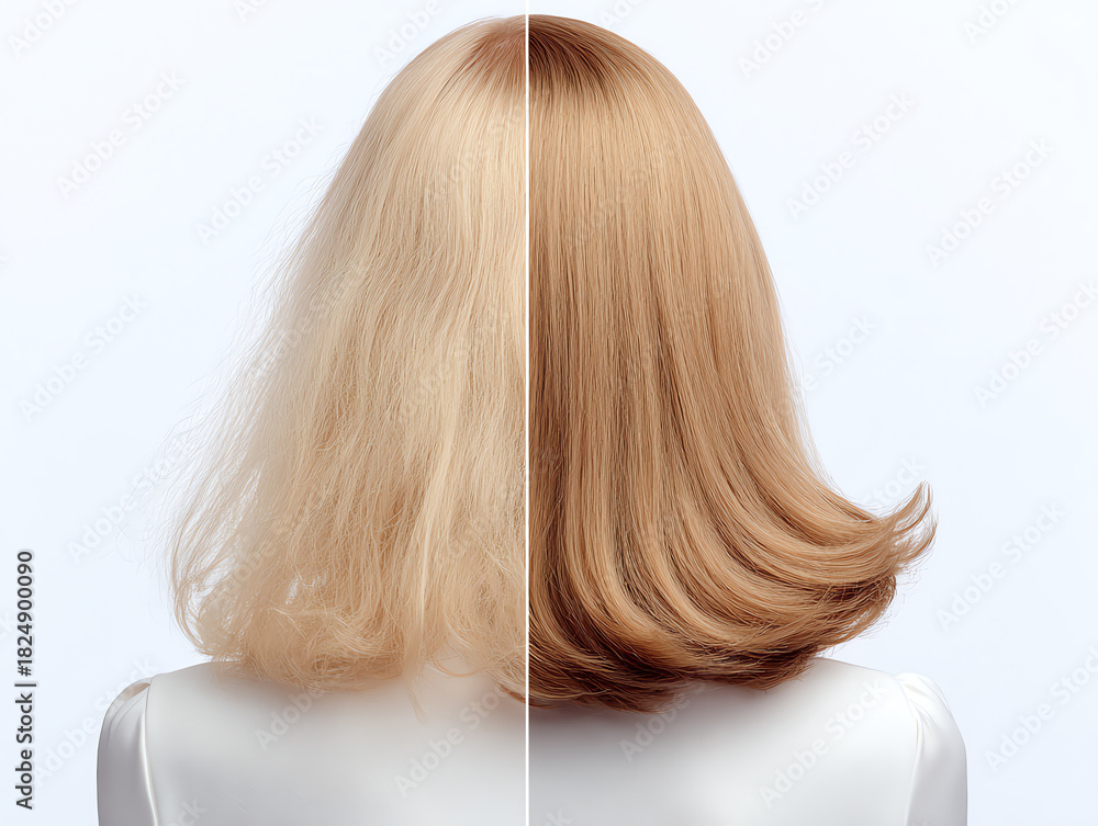 Naklejka premium before and after hair treatment, AI generated