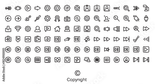 Collection of Hand Drawn Multimedia and Interface Icons for Web Design