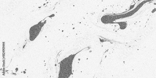 Background with paint stains. Rough silhouette with noisy stipple paper scratches and soft threshold. Dust specks and ink blotches create a vintage graphic feel.