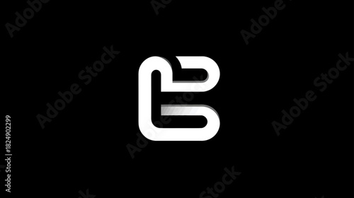 Elegant white letter C initial or monogram logo concept with subtle shadow on a minimalist black background, modern typography design