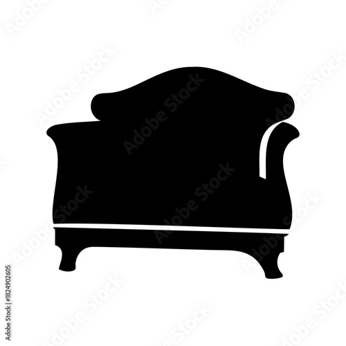 Ornate classic sofa armchair silhouette illustration vector Vector, illustration