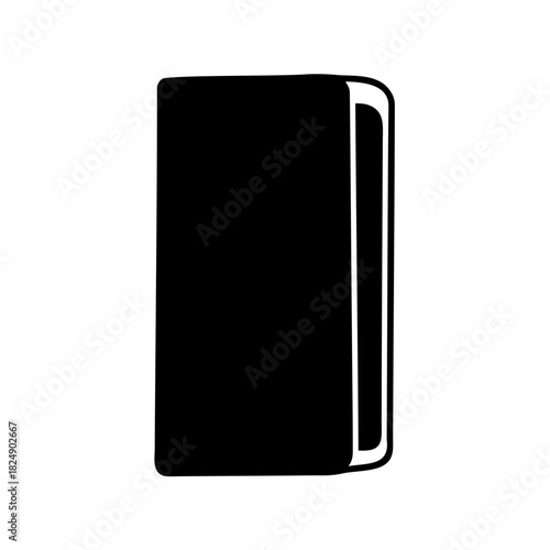 Closed book icon with black cover and white page detail Vector, illustration