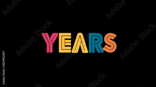 Vibrant, colorful stylized 'YEARS' text on a dark black background, ideal for anniversary, celebration, or time-related designs.