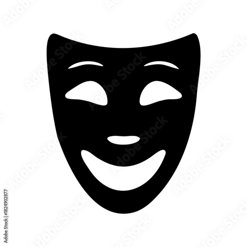 Happy theatrical comedy mask symbol for drama and acting. Vector, illustration