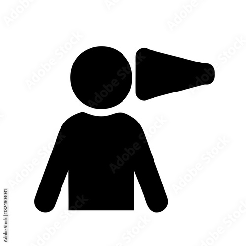 Person icon with megaphone; concept of message and speaking Vector, illustration