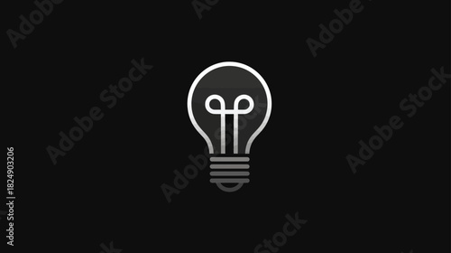 Minimalist line art light bulb icon on dark background, symbolizing brilliant ideas, innovation, solution, inspiration, and creativity.