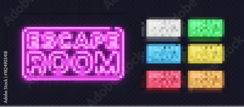 Glowing neon Escape Room signs in various vibrant colors on a transparent background. Ideal for announcements, upcoming events, and modern digital promotions.