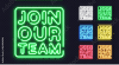 Glowing neon Join our team signs in vibrant colors on a transparent background. Perfect for promoting launches, announcements, and modern digital campaigns.