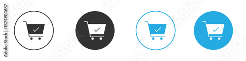 Shopping cart check icons logo vector EPS 10, flat vector illustrations