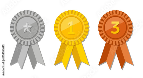Gold, Silver, and Bronze Medals for First, Second, and Third Place Winners