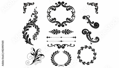 Elegant Decorative Vector Elements Floral Ornaments, Borders, and Frames for Design Projects