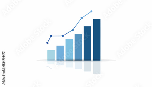 Modern 3D bar chart demonstrating upward business growth and positive financial trends, perfect for data analysis, market performance, and strategic development success