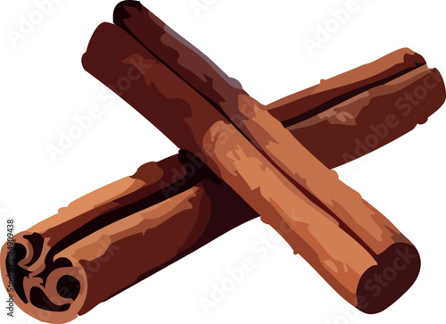 Two warm-toned cinnamon sticks lie crossed together, showcasing their rich brown texture and aromatic, rustic appearance.