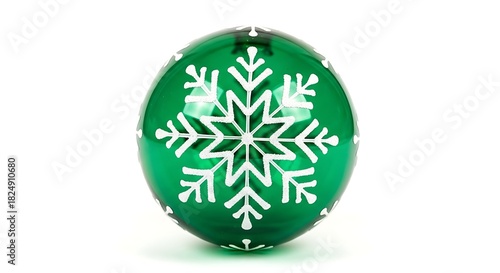 Green Christmas Ornament with White Snowflake Design for Holiday Season