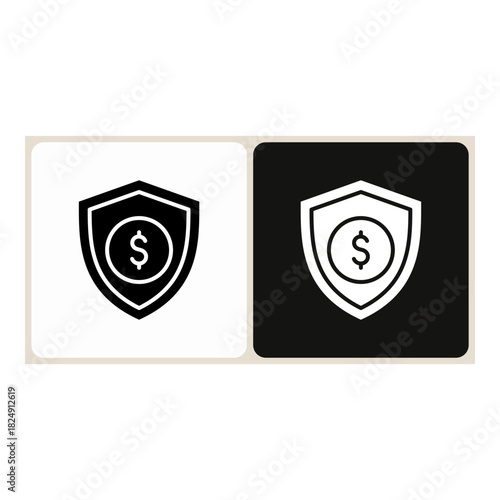 Insurance  icon in simple outline style, shown in black on white and white on dark.