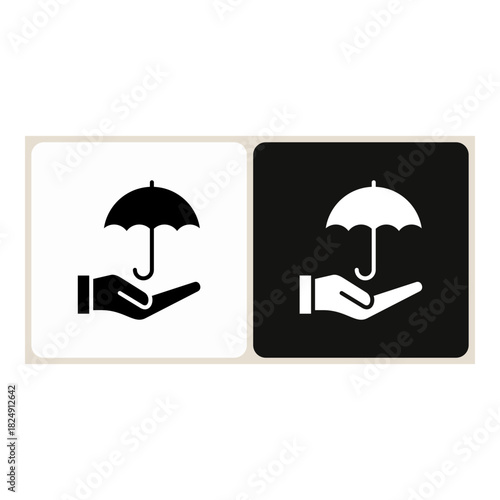 Insurance  icon in simple outline style, shown in black on white and white on dark.