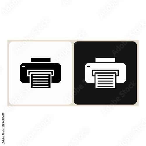 Printer  icon in simple outline style, shown in black on white and white on dark.