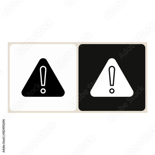 Warning  icon in simple outline style, shown in black on white and white on dark.