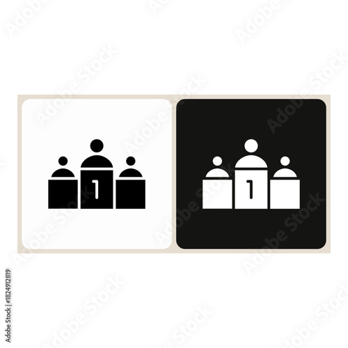 Competition  icon in simple outline style, shown in black on white and white on dark.