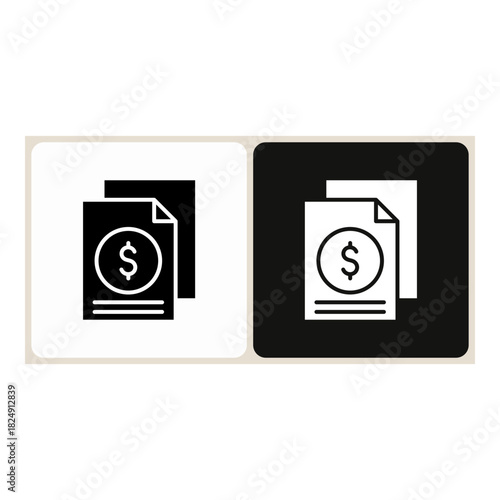 Report  icon in simple outline style, shown in black on white and white on dark.