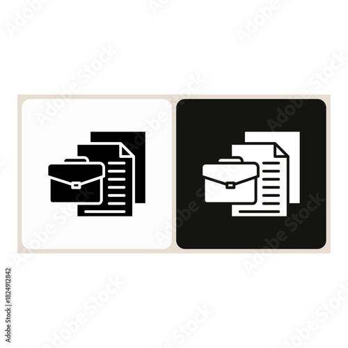 Portfolio  icon in simple outline style, shown in black on white and white on dark.