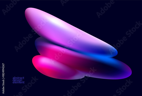 Blue and red fluid blob on dark  background. 3D vector design elements.
