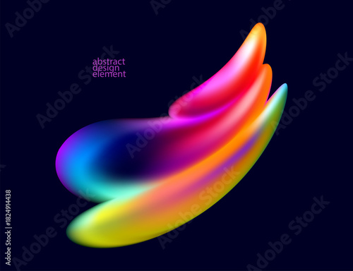 Colorful fluid shape on dark  background. 3D vector design elements.