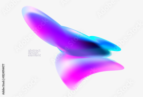 Iridescent fluid bubbles on white background. 3D vector design elements.