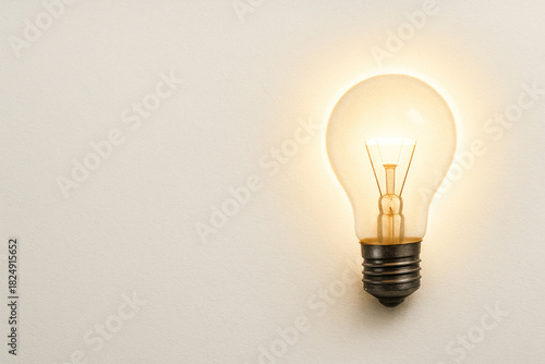 A screaming incandescent lamp on a light background. Space for text.