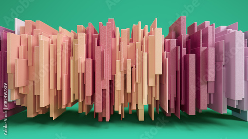 Colorful Abstract Bar Structures Form a Vibrant Gradient From Blue to Pink