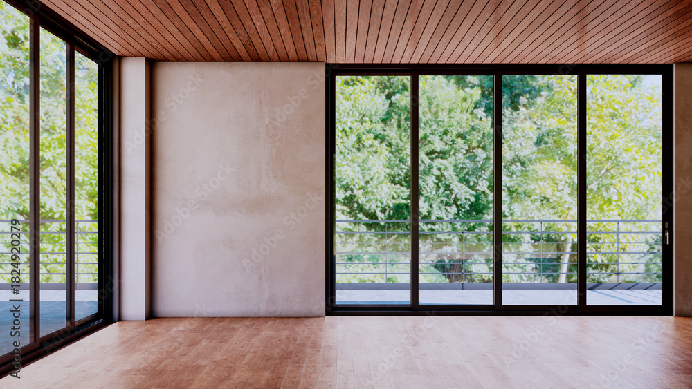 Fototapeta premium Large luxury modern bright interiors Living room mockup illustration 3D rendering image