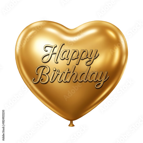 isolated golden heart with red ribbon background PNG file,