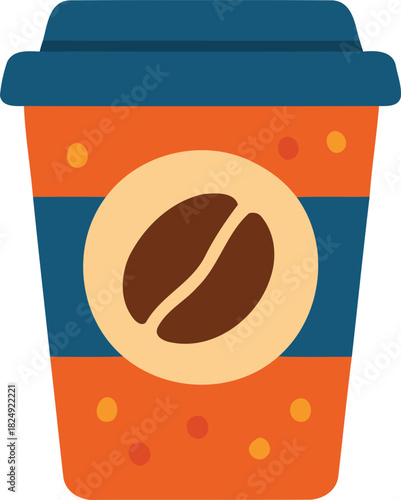 Orange Takeaway Coffee Cup Vector Illustration
