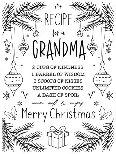 Christmas Cutting Board recipe for grandma lettering design