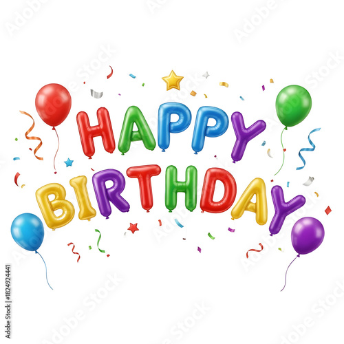 isolated on  chappy birthday balloons white background  PNG.