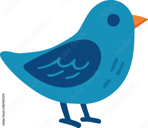 Blue Songbird Simple Shape Vector Illustration