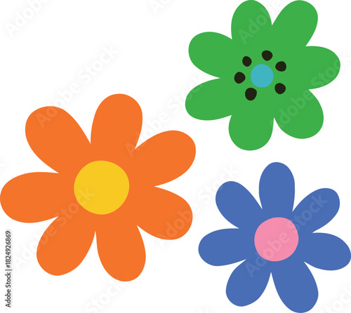 Colorful Floral Cluster Vector Illustration