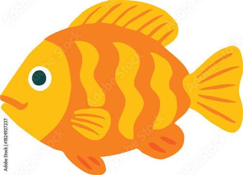 Orange Fish with Curvy Scale Patterns Vector