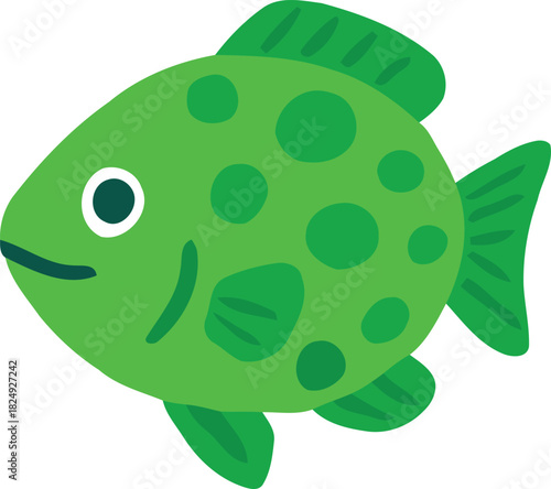Green Spotted Fish Vector Illustration