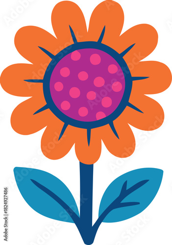 Orange Sunflower with Spotted Center Vector