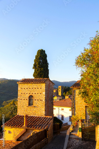 Scenic Medieval Village at Sunset