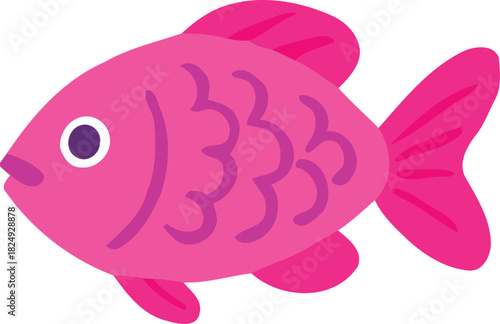 Pink Fish with Scale Pattern Vector Illustration