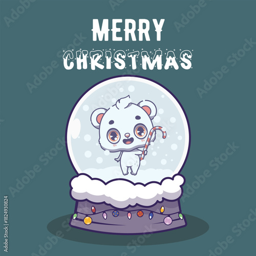 Christmas snowglobe with cute polar bear