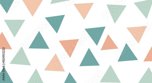 Seamless Scattered Triangles Pattern Background: Abstract Geometric Confetti Texture in Teal and Coral