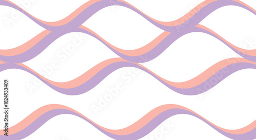 Seamless Abstract Sine Wave Pattern Background: Graphic Interlocking Curves in Pastel Purple and Pink