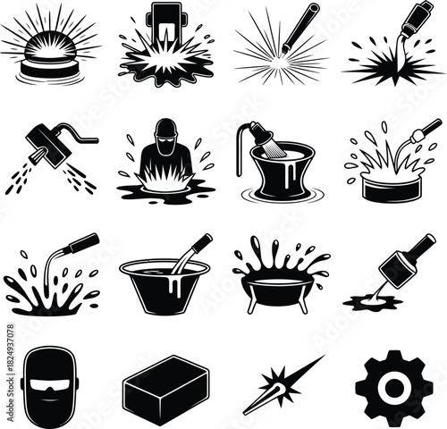 Industrial Welding and Metalwork Vector Icons