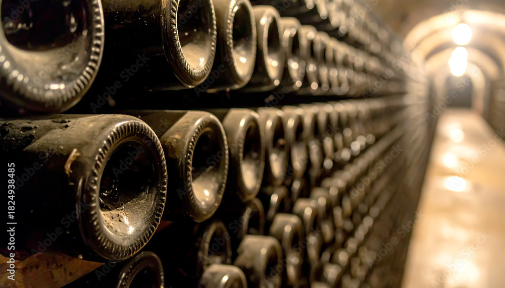 Obraz premium Weinkeller mit Weinflaschen