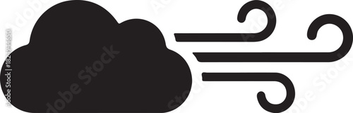 Cloud and wind icon illustrating windy weather conditions, a clear and concise weather forecast element for meteorology apps and websites.